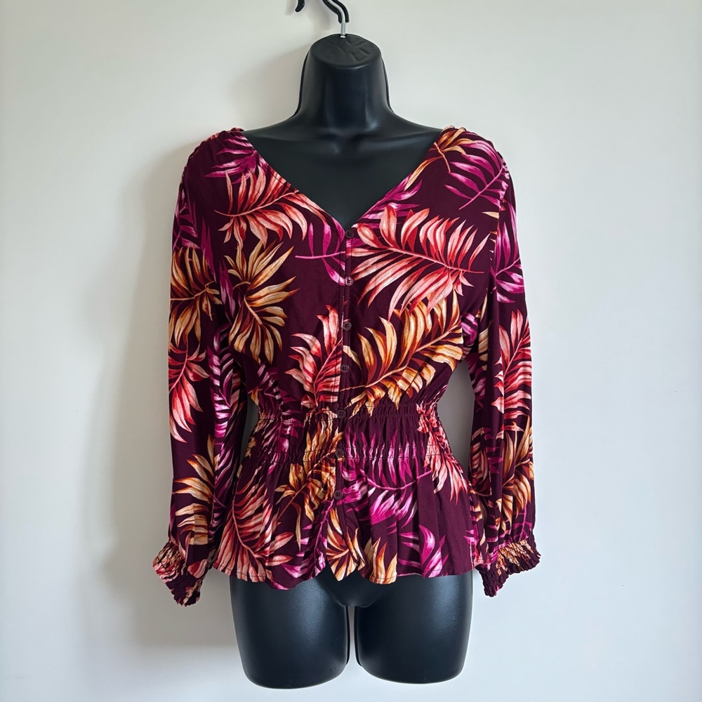 💛#396 Sofia by Sofia Vergara Fuchsia Smocked Waist Blouse
